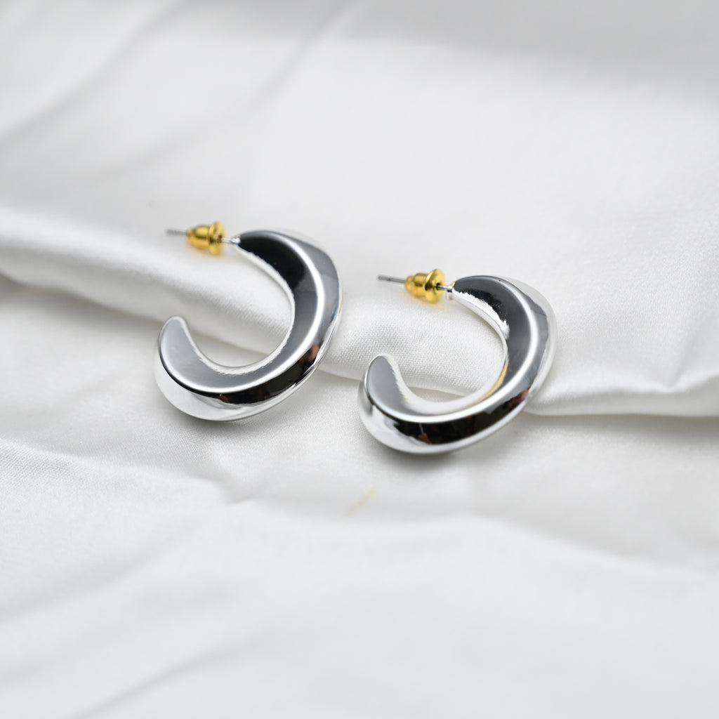 Sleek silver hoop earrings